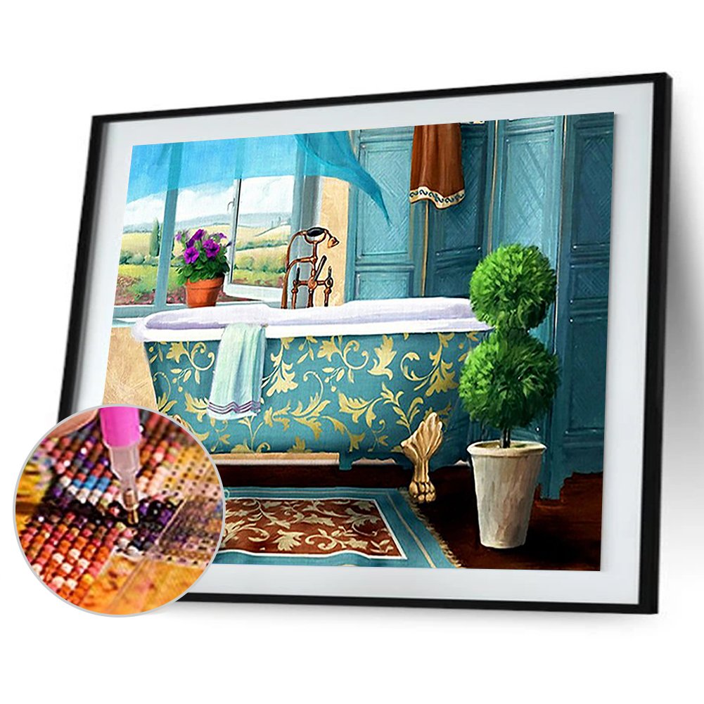 Diamond Painting - Full Round -Retro Bathtub