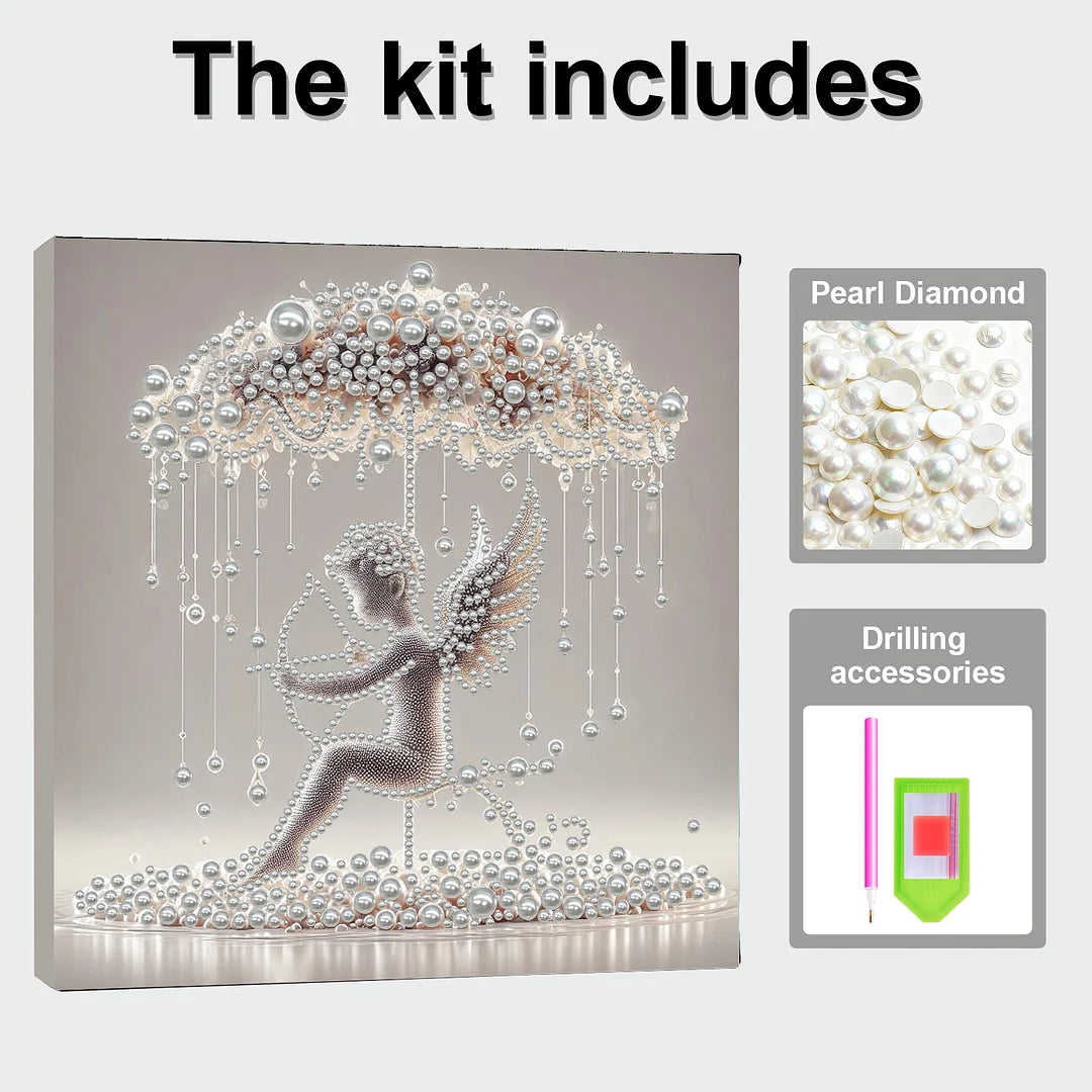 DIY Pearl Painting With Frame - Handmade Self-Adhesive Pearls - Lady (30*30cm) L