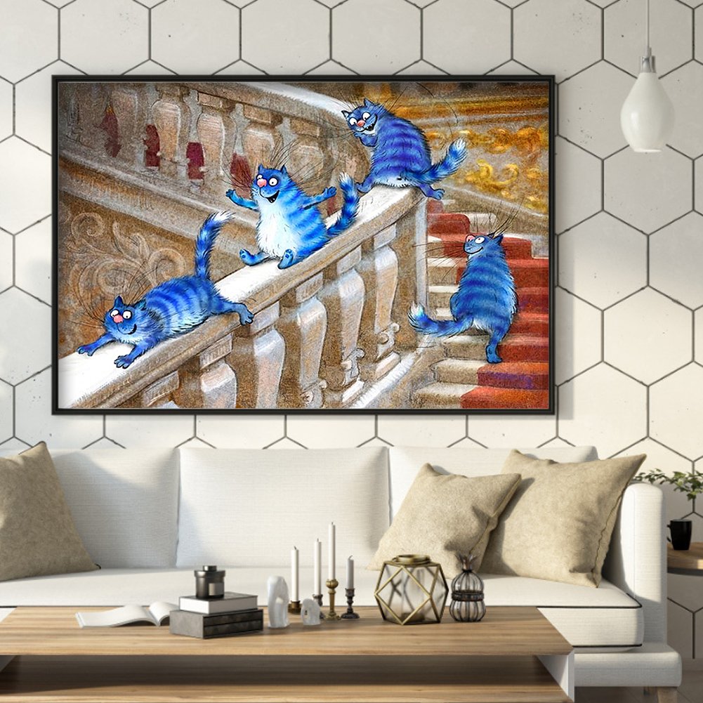 11ct Stamped Cross Stitch - Blue Cat (50*40cm)