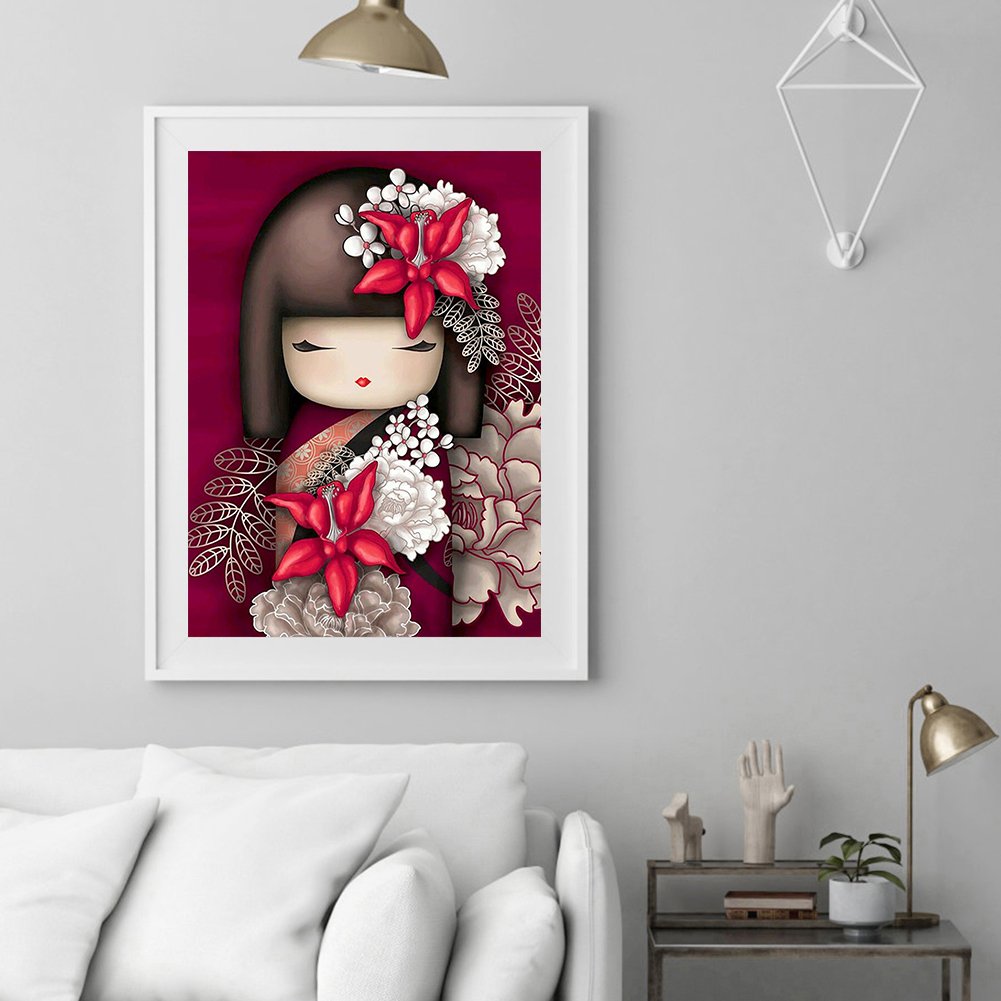 5D DIY Diamond Painting Kit - Full Round - Japanese Doll