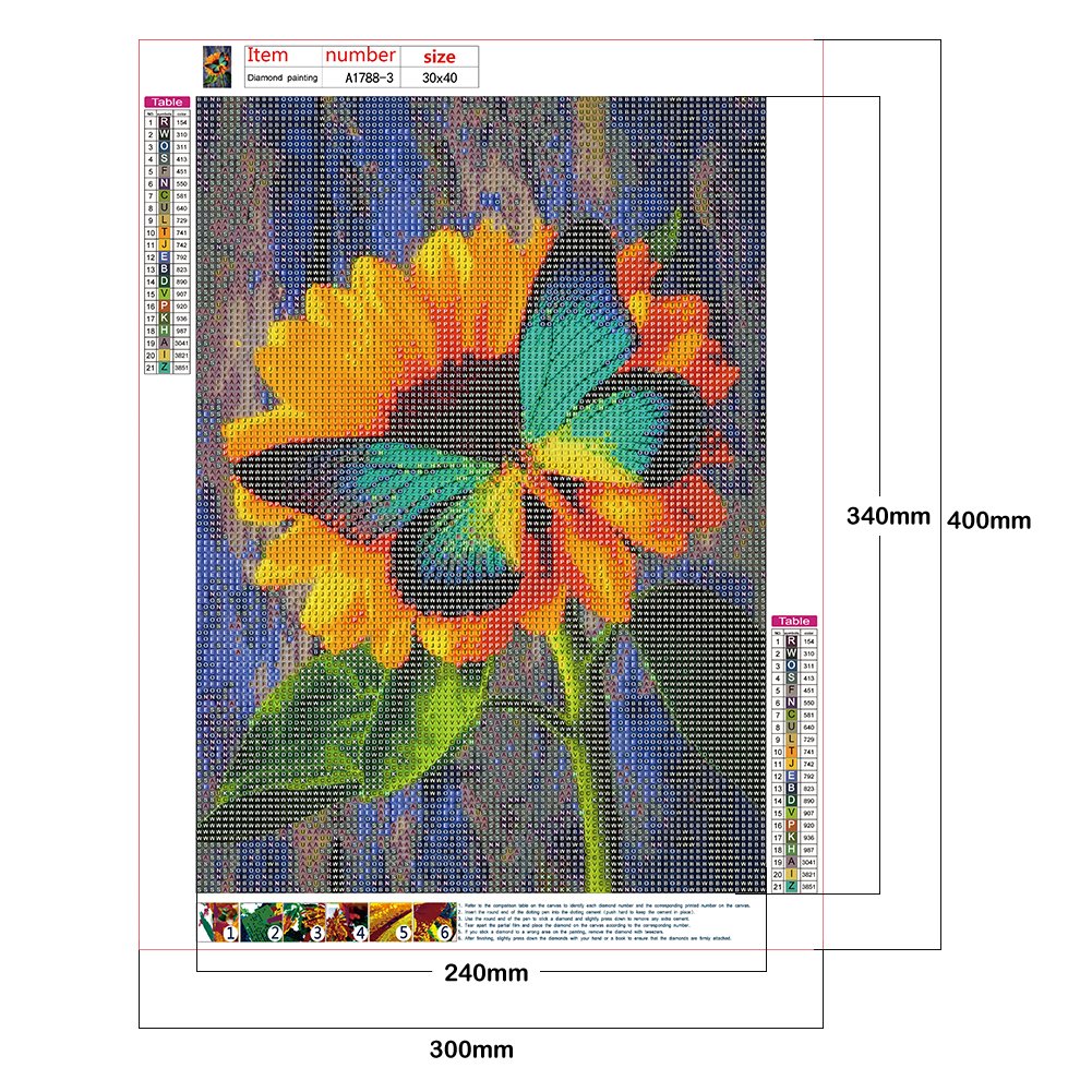 Diamond Painting - Full Round - Butterfly On Sunflower