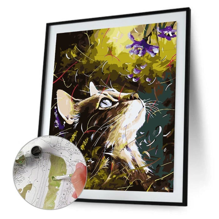 Lovely Cat Oil Painting By Number Hand Painted Drawing Acrylic Canvas 