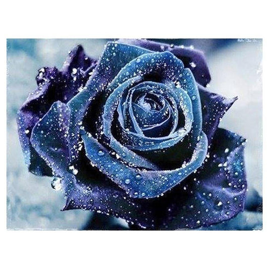 Blue Rose Partial Round Diamond Beads Art Set