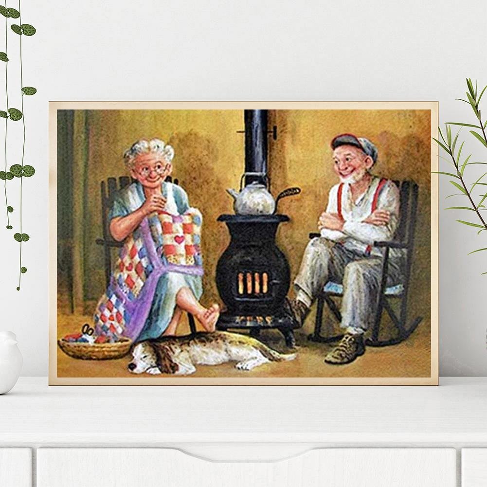 Diamond Painting - Full Round - Old Couple