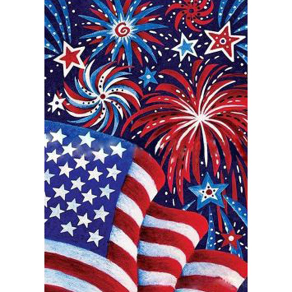 5D Diy Diamond Painting Kit Full Round Beads Flag Banner