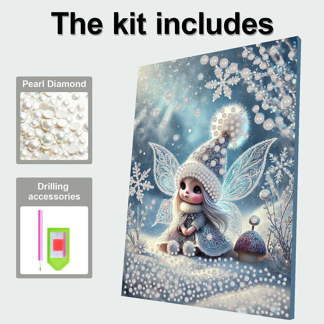 DIY Pearl Painting With Frame - Handmade Self-Adhesive Pearls - Elf (30*40cm)