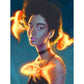 Round Beads Art African Woman Fire Fish