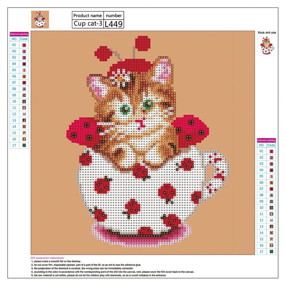 Diamond Painting - Partial Round - Lovely Cup Cat
