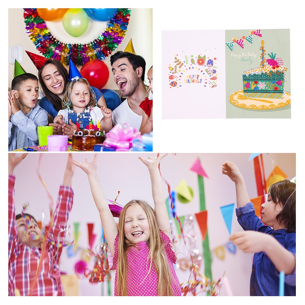 DIY 5D Diamond Painting Happy Birthday Postcard - Cake F