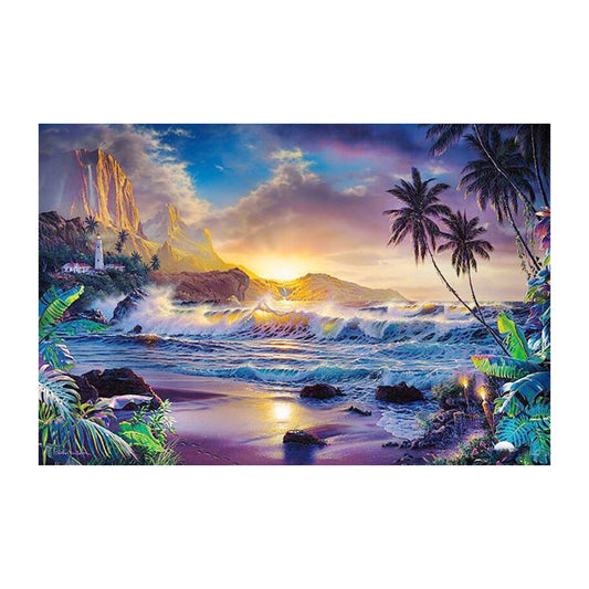 11CT Stamped Cross Stitch Kit Seaside Quilting Fabric (50*40CM)
