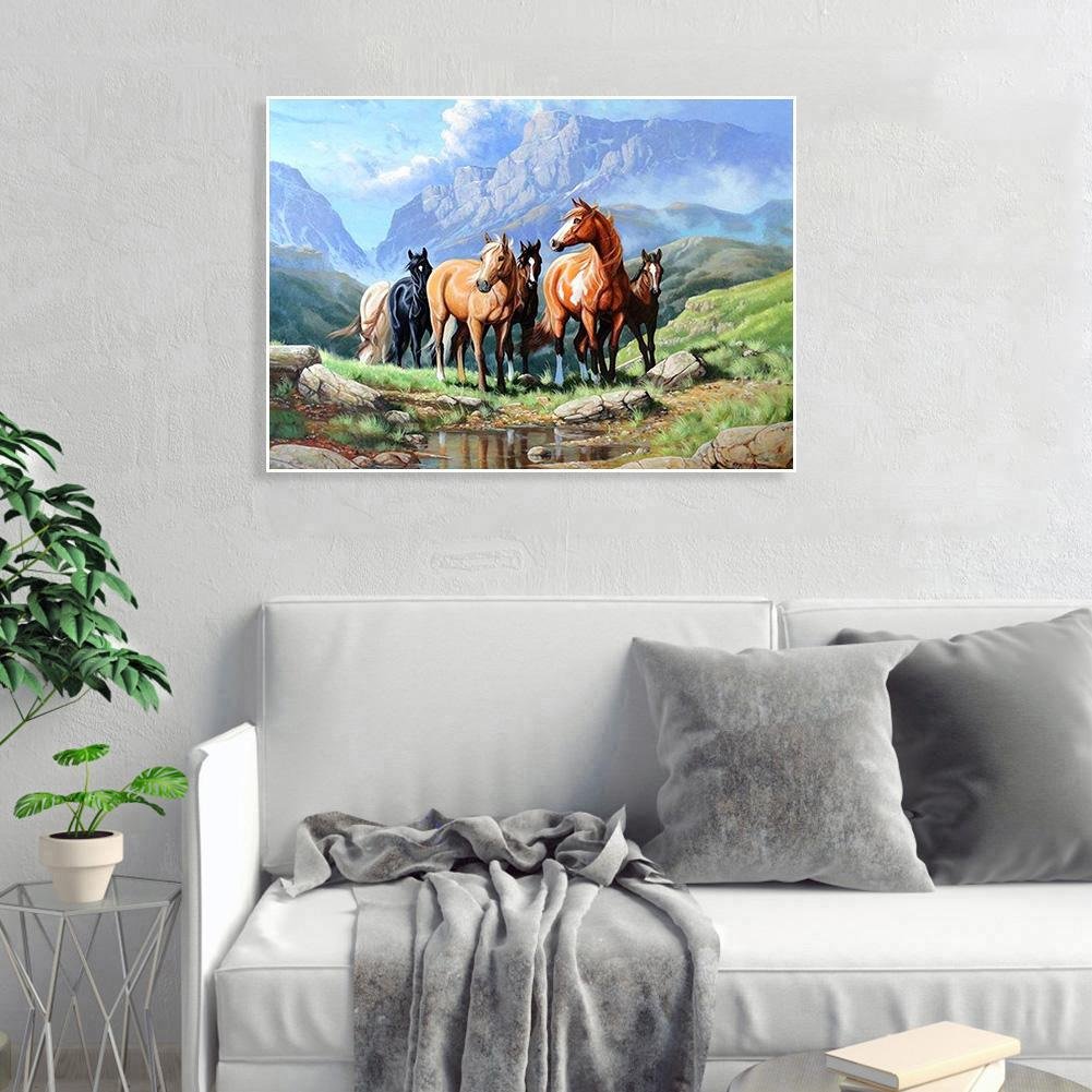 Diamond Painting - Full Round - Horses D