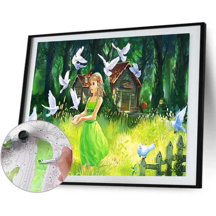 Girl Hand Painted Canvas Living Room Wall Art Picture Craft  