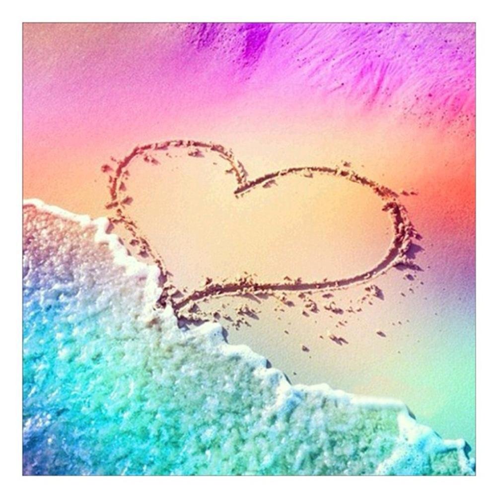 5D Diy Diamond Beads Art Full Square Resin Love Heart Beach
