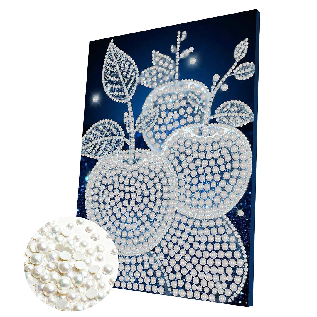 DIY Pearl Painting With Frame - Handmade Self-Adhesive Pearls - Apple (30*40cm)