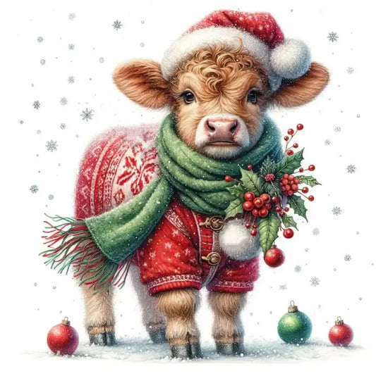 5D DIY Diamond Painting Kit - Full Round / Square - Christmas Cow