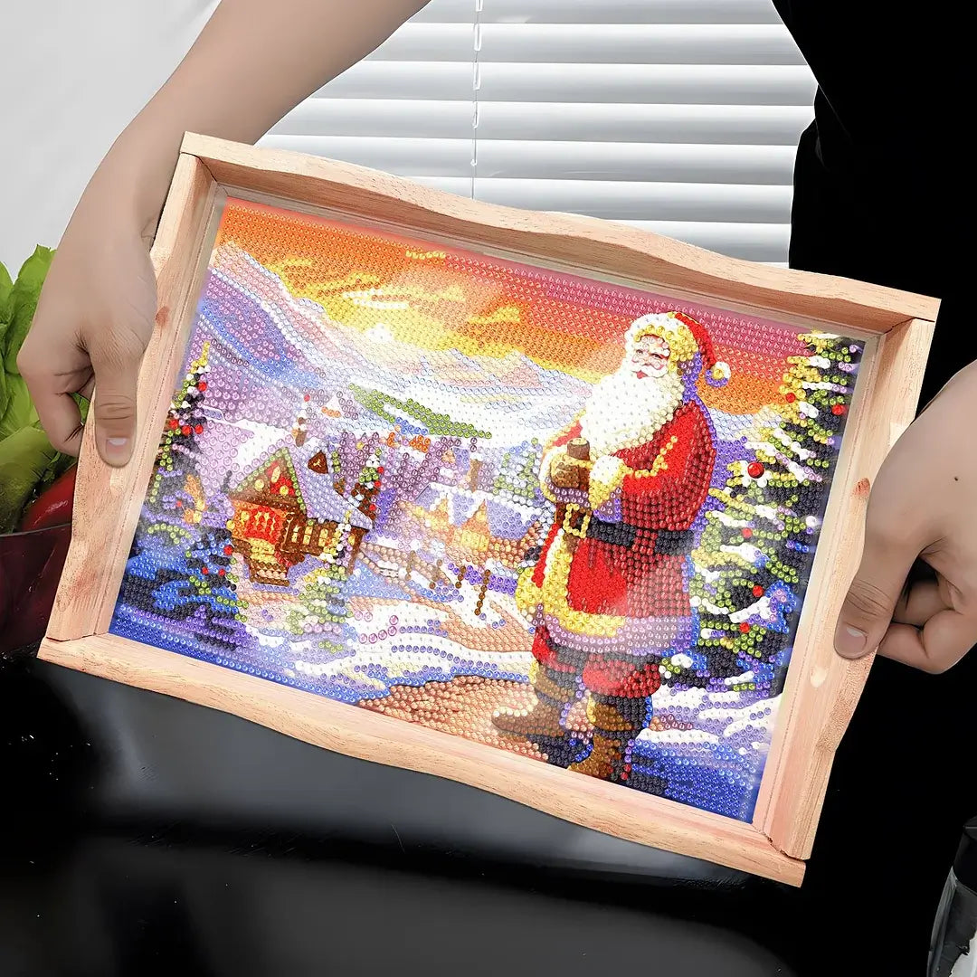 Christmas Diamond Painting Decor Wooden Food Tray