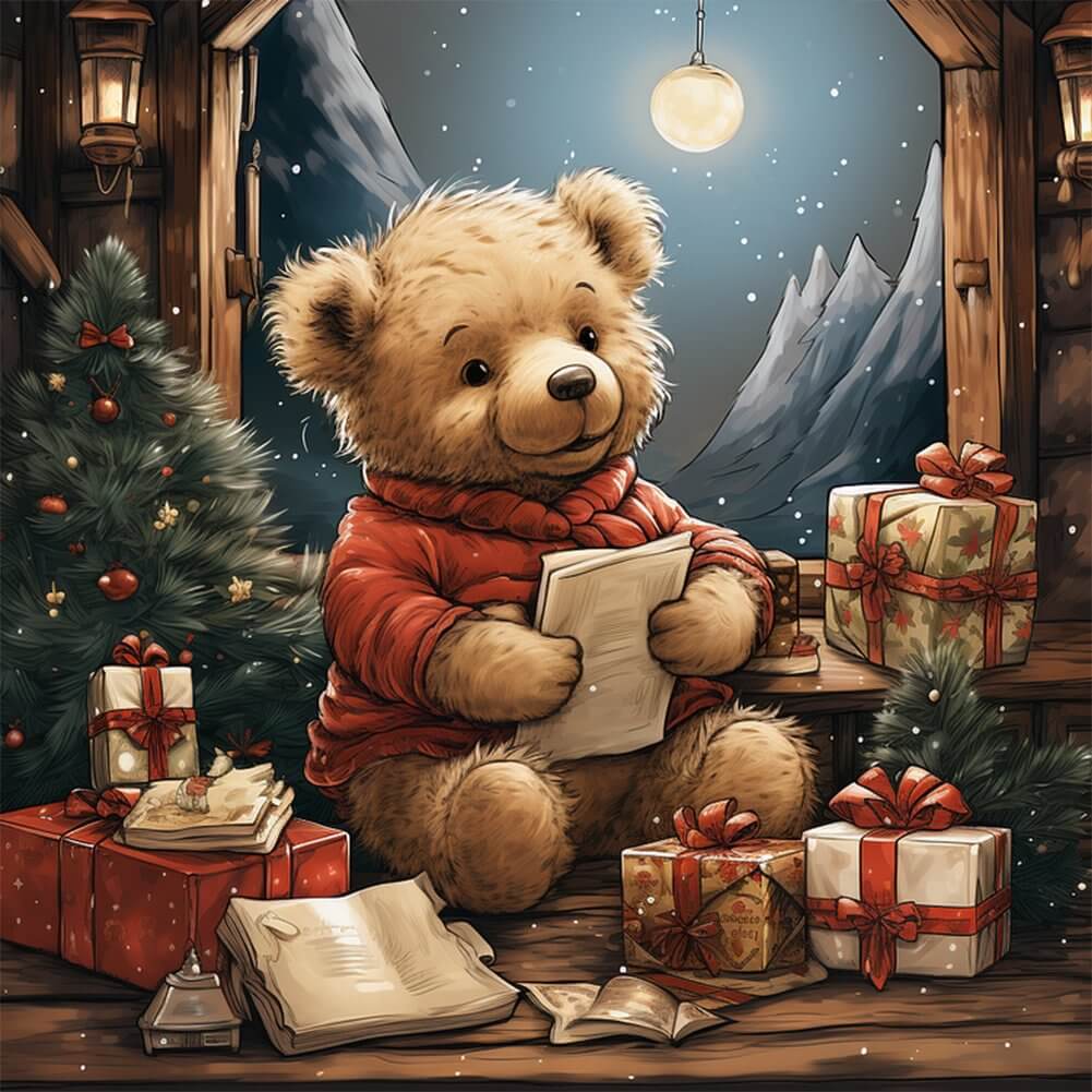 5D DIY Diamond Painting Kit - Full Round / Square - Christmas Eve Bear