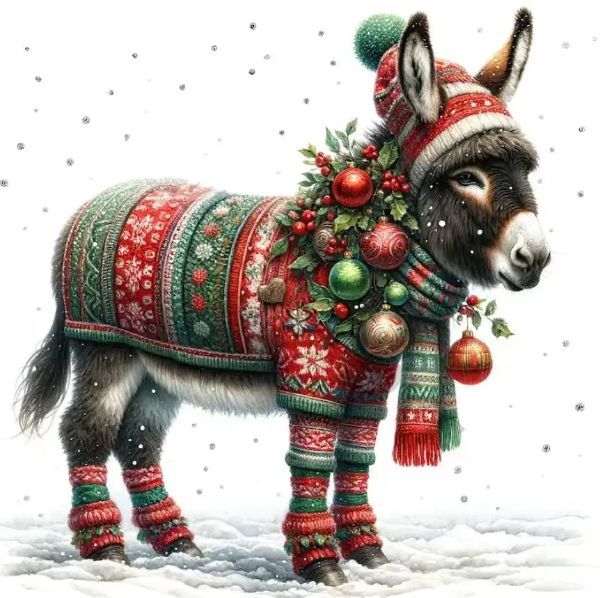 5D DIY Diamond Painting Kit - Full Round / Square - Christmas Horse B