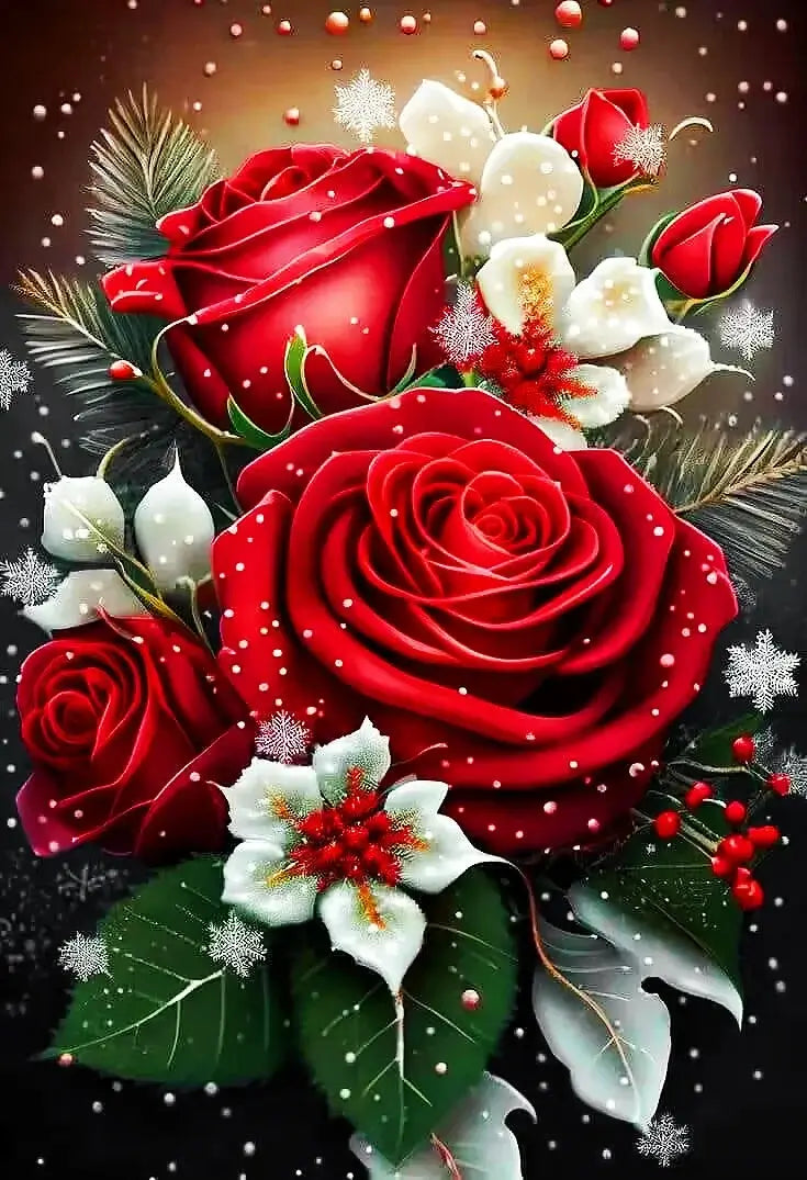 Christmas Rose Flower Diamond Painting