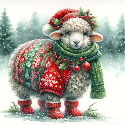 5D DIY Diamond Painting Kit - Full Round / Square - Christmas Sheep B