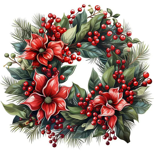 5D DIY Diamond Painting - Full Round / Square - Christmas Wreath D