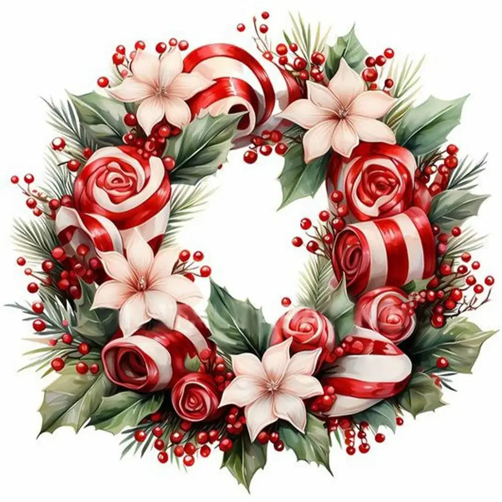 5D DIY Diamond Painting - Full Round / Square - Christmas Wreath C