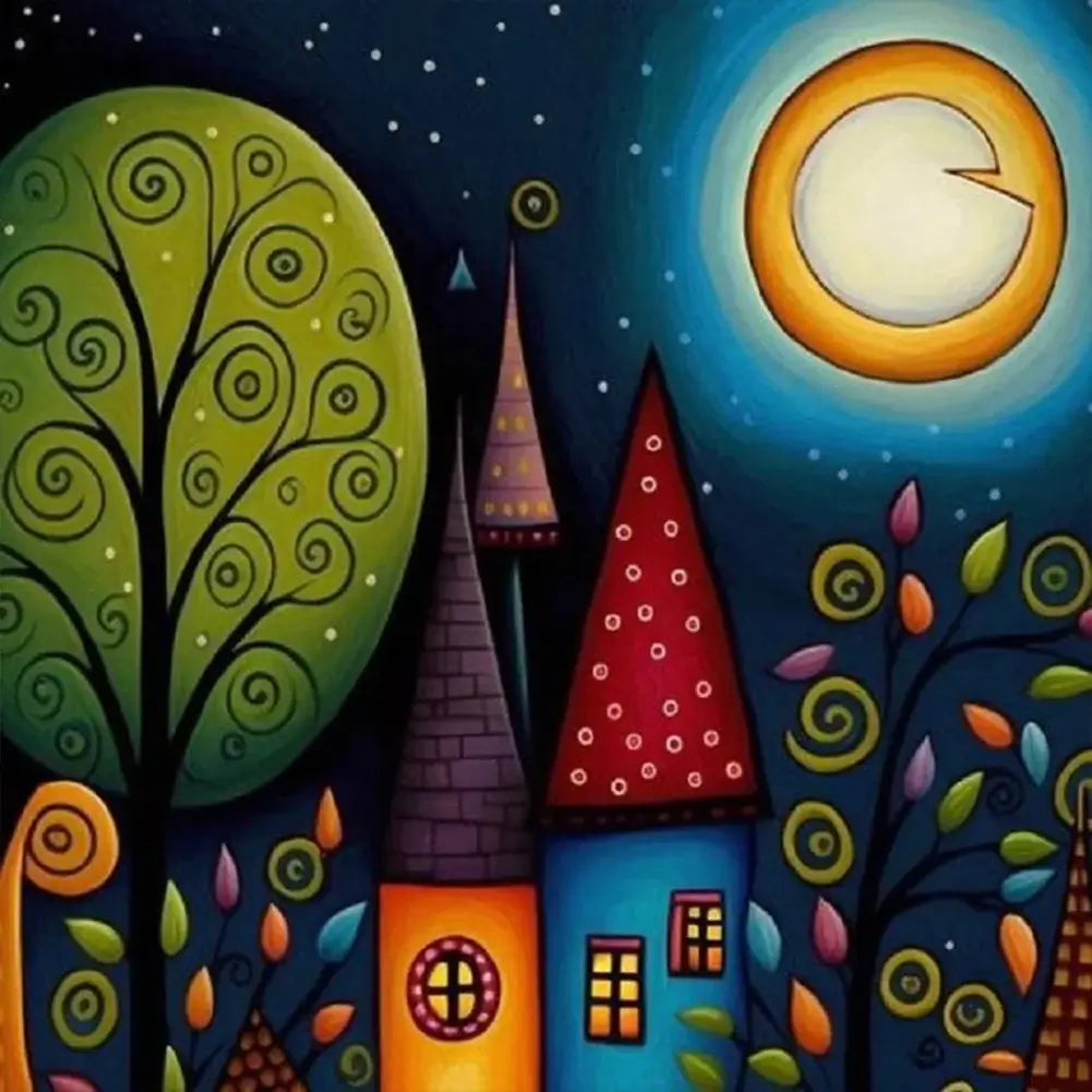 5D DIY Diamond Painting Kit - Full Round / Square - Abstract Cartoon House E