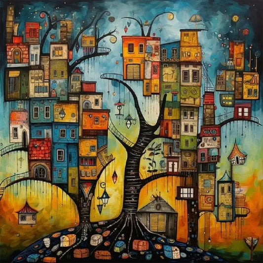 Abstract Tree House 5D DIY Diamond Painting