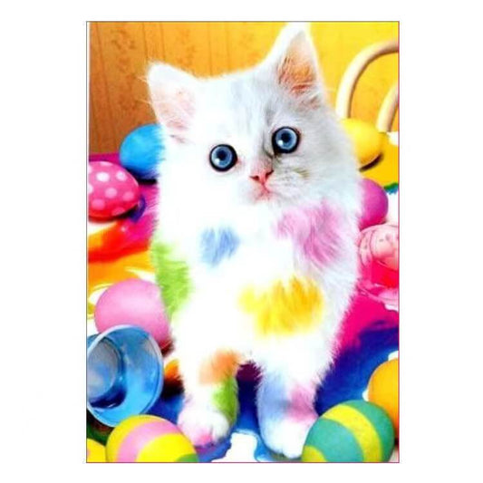colorful cat 5d full drill diamond painting kit