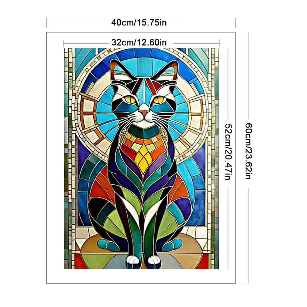 colorful cat diy cross stitch size
