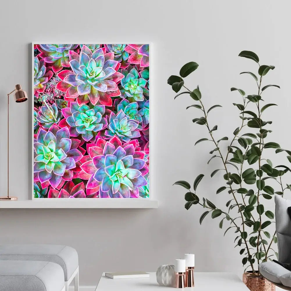 colorful succulents diamond art kit