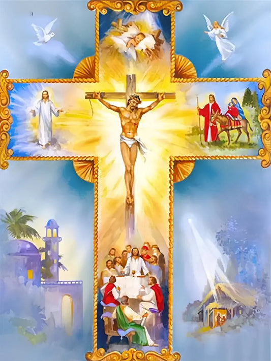 5D DIY Religion Diamond Painting - Full Round / Square - Cross