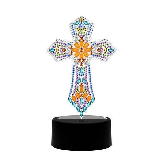 DIY Cross Religion Diamond Painting Led Table Lamp Ornament