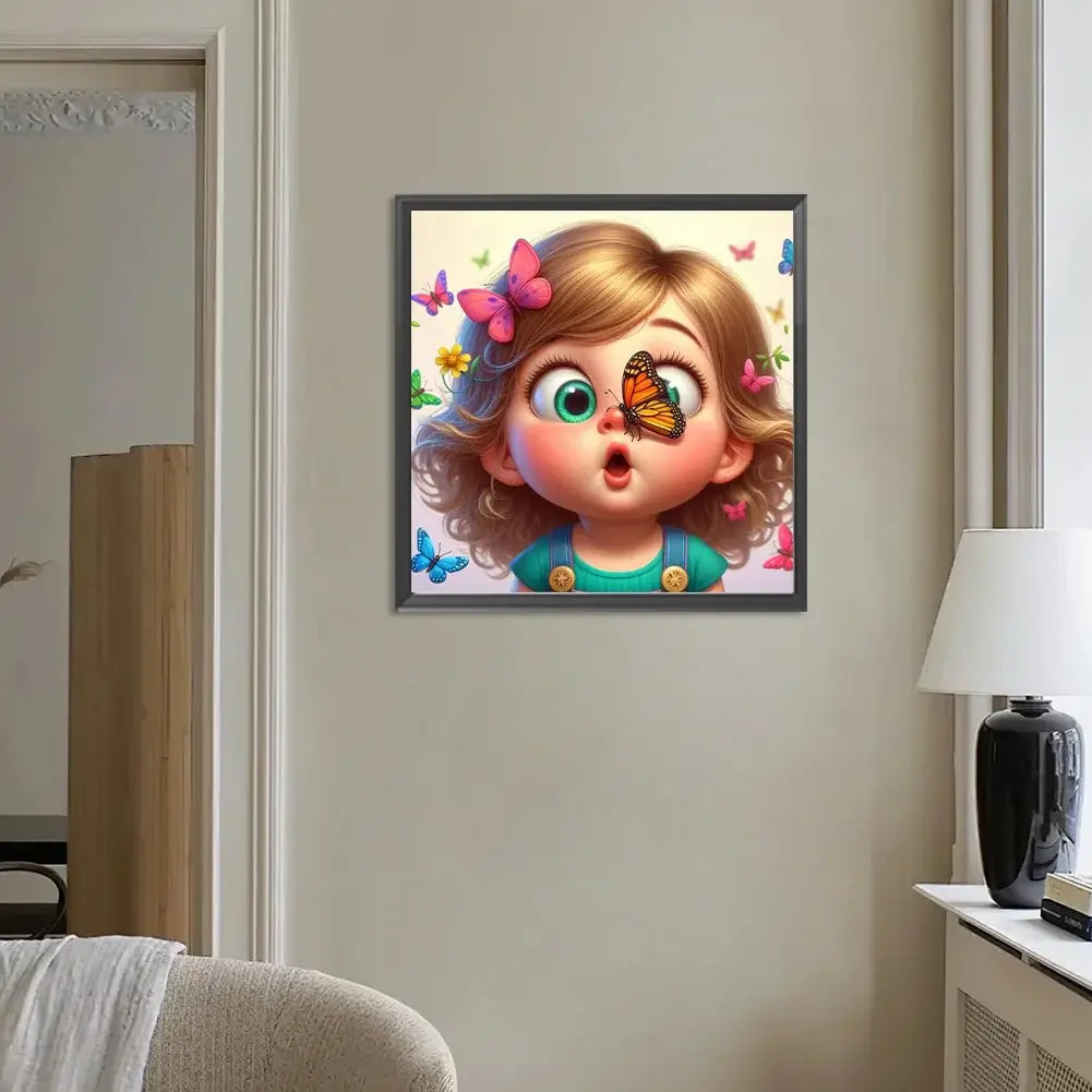 5D DIY Diamond Painting - Full Round / Square - Cute Girl And Butterfly D