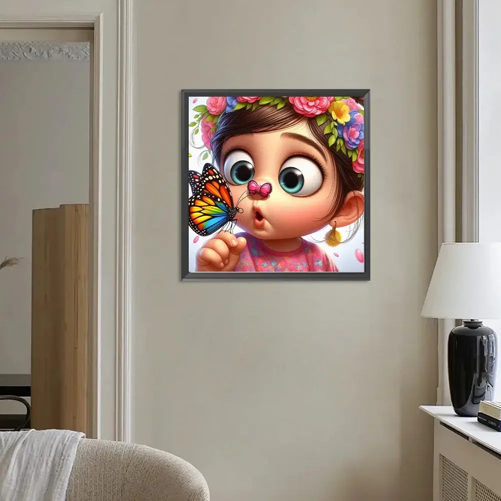 Cute Girl And Butterfly 5D DIY Diamond Painting Kit