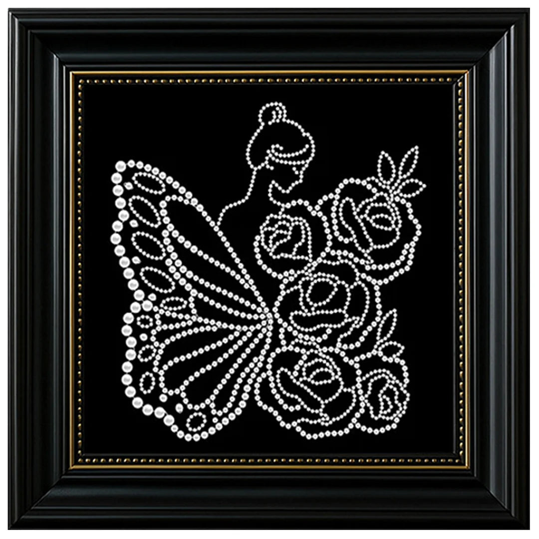 DIY Pearl Painting With Frame - Handmade Self-Adhesive Pearls - Woman (27*27cm)