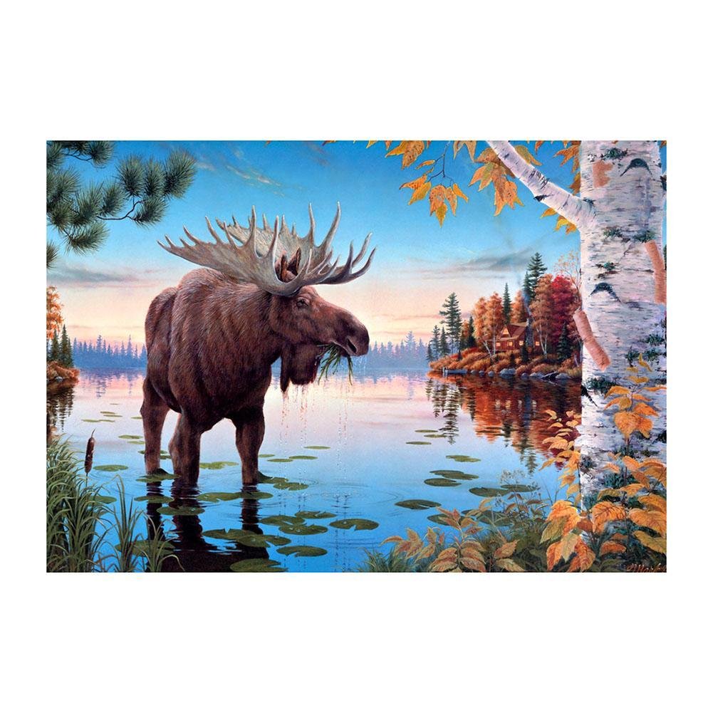 5D Diy Diamond Painting Kit Full Round Beads Lakeside Elk
