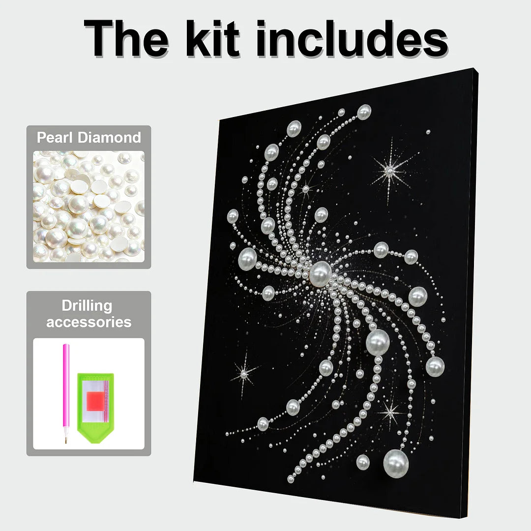 DIY Pearl Painting With Frame - Handmade Self-Adhesive Pearls - S-Shaped Swirl (30*40cm)