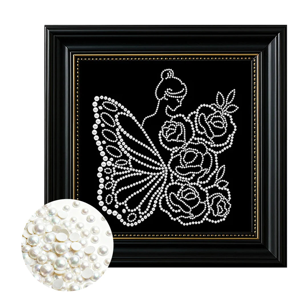 DIY Pearl Painting With Frame - Handmade Self-Adhesive Pearls - Woman (27*27cm)