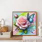 Diamond Painting - Full Round / Square - Pink Rose And Butterfly
