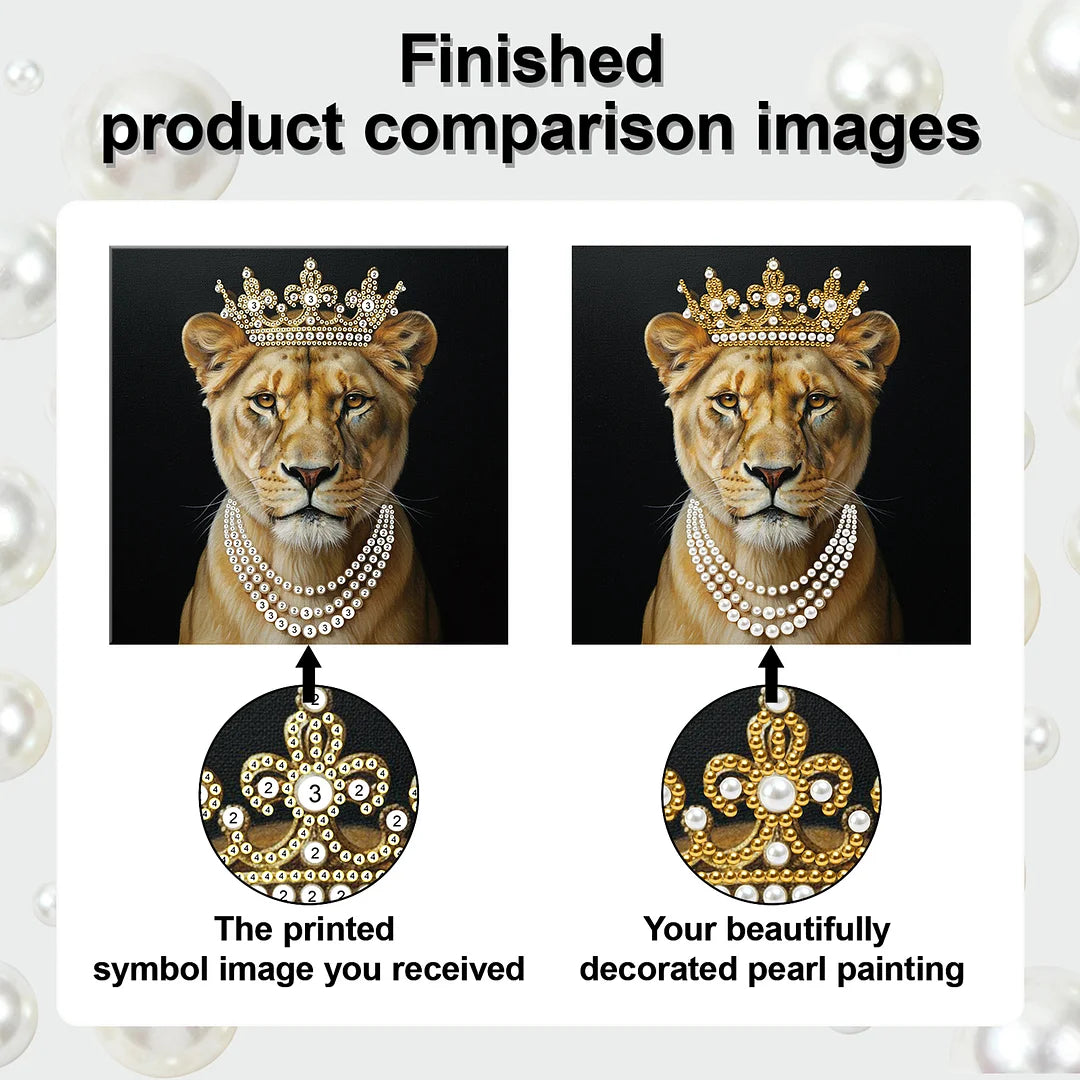 DIY Pearl Painting With Frame - Handmade Self-Adhesive Pearls - Leopard (25*25cm)