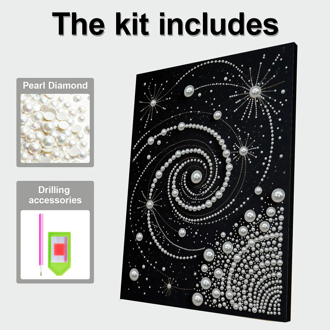 DIY Pearl Painting With Frame - Handmade Self-Adhesive Pearls - Starry Sky (30*40cm)