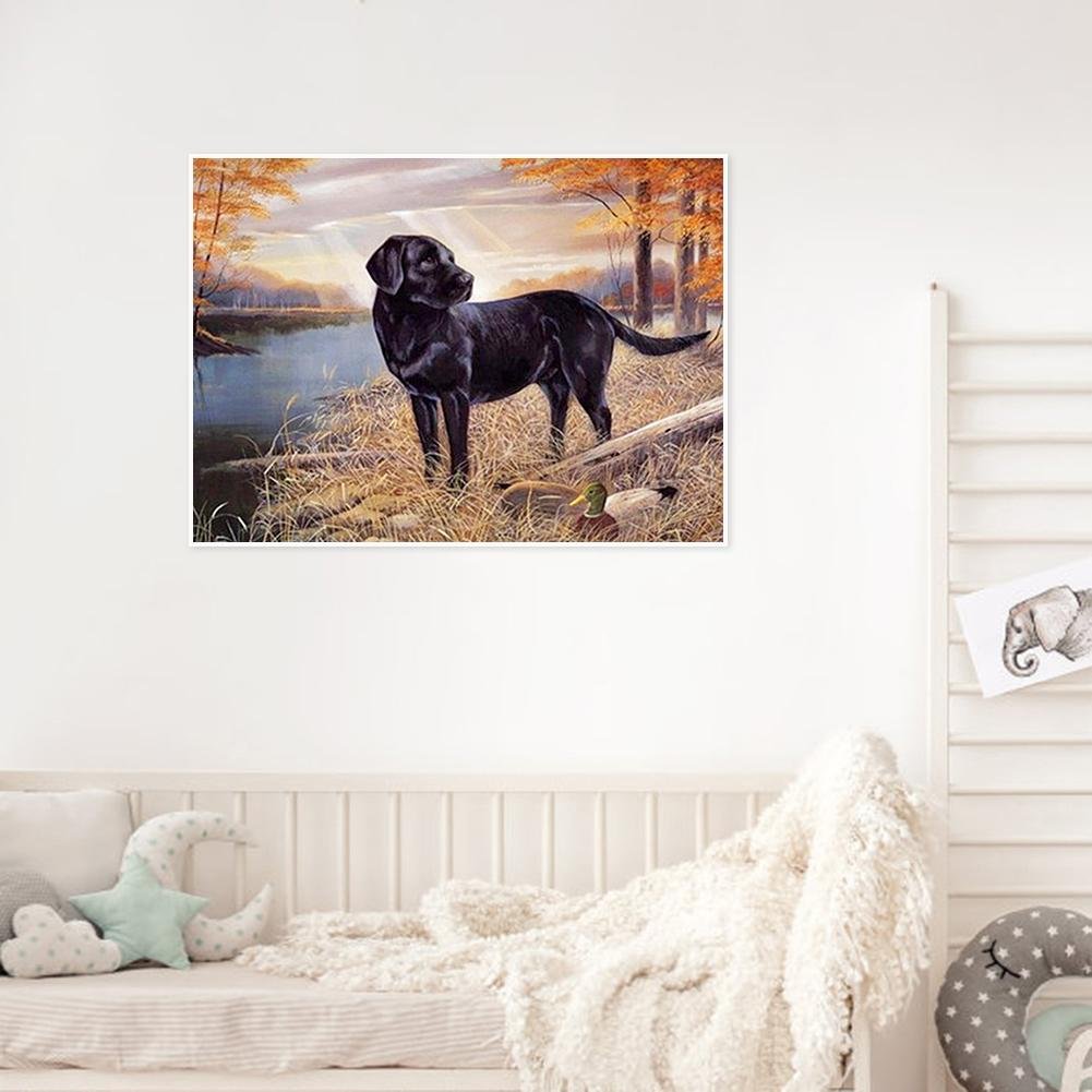 Diamond Painting - Full Round - Black Dog