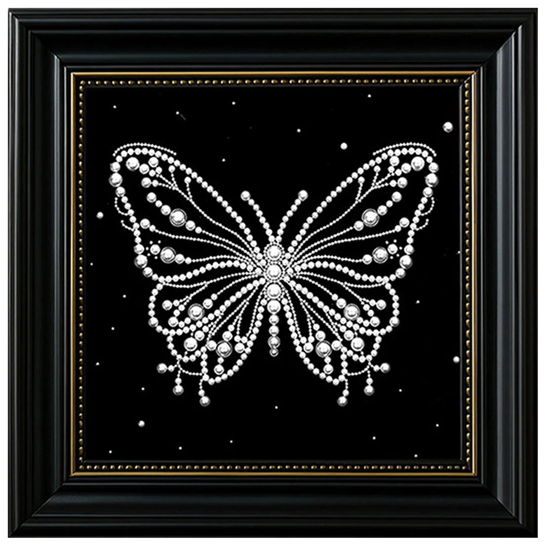 DIY Pearl Painting With Frame - Handmade Self-Adhesive Pearls - Butterfly (27*27cm)