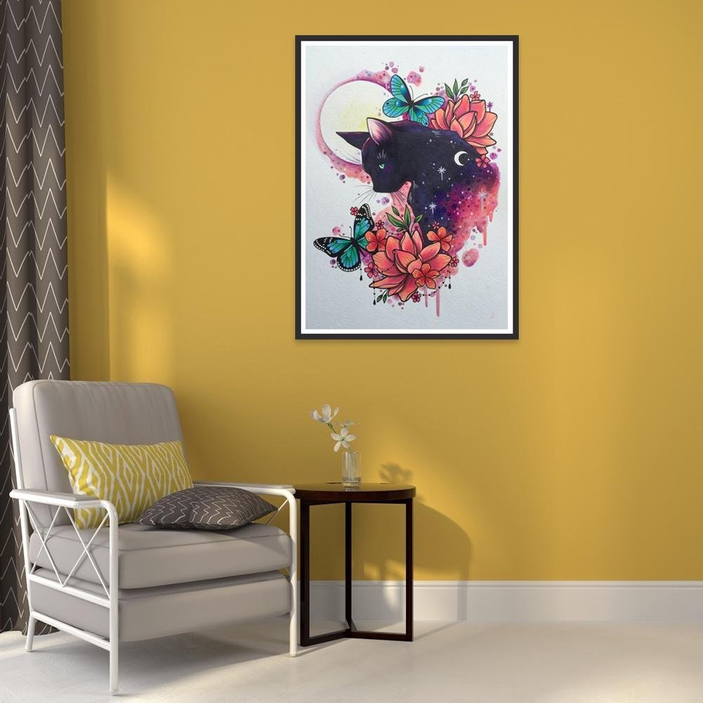 5D DIY Diamond Painting Kit - Full Round - Black Cat B
