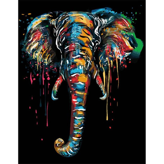 Painting By Numbers Kit Colorful Elephant Oil Art Picture Home Wall Decor