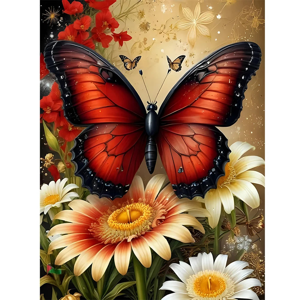 Diamond Painting - Full Round / Square - Red Butterfly