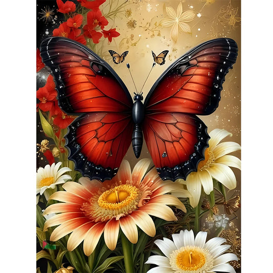 Diamond Painting - Full Round / Square - Red Butterfly
