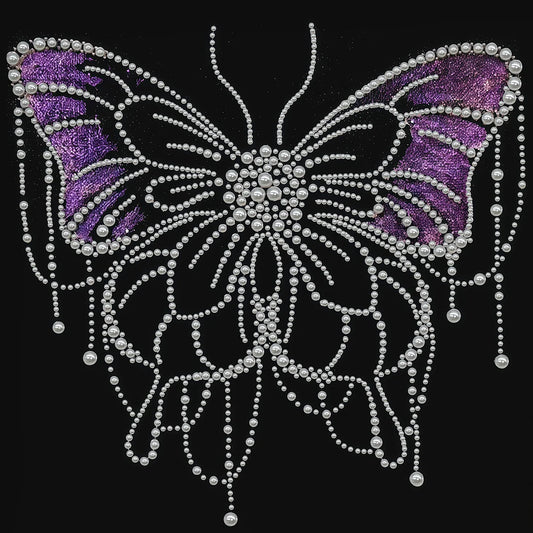 DIY Pearl Painting With Frame - Handmade Self-Adhesive Pearls - Butterfly(30*30cm)