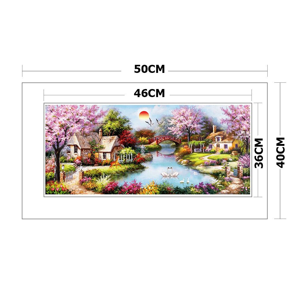 11CT Stamped Cross Stitch - Garden Cottage(100*43CM)